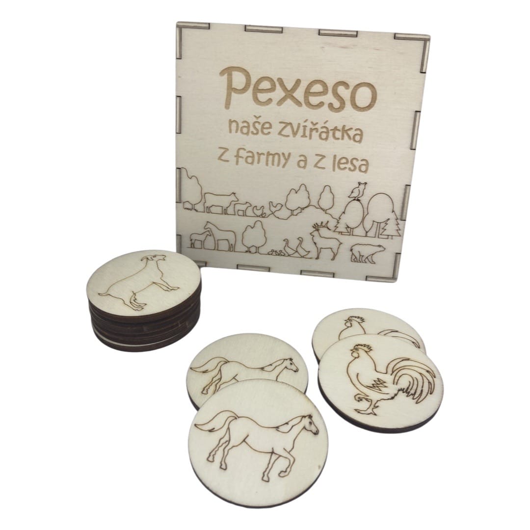 Dřevěné pexeso "Zvířátka farma/les" Dřevěné pexeso "Zvířátka farma/les"